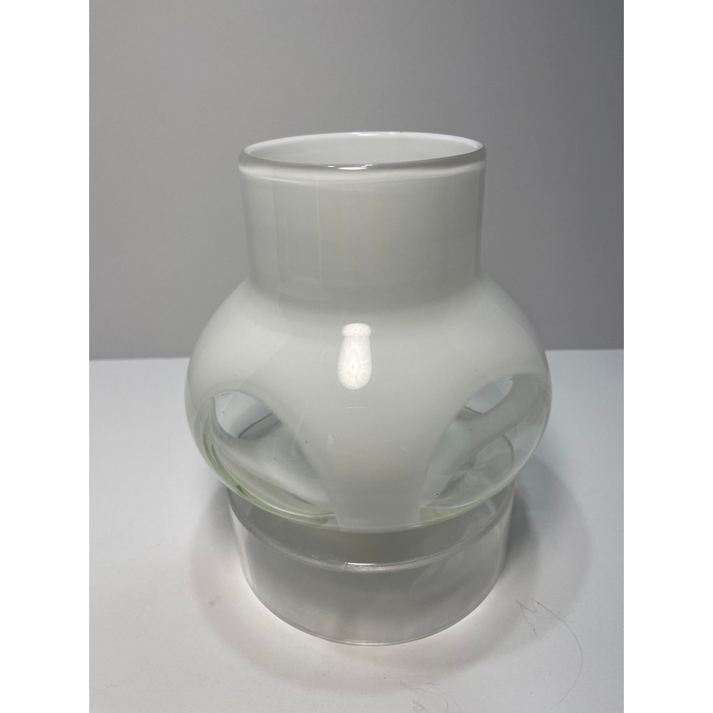 White and clear, art glass, candle holder/flower‎ pot - Picture 2 of 7
